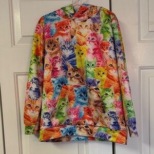 Vibrant Multicolor Cat Print Hoodie for Pet Lovers